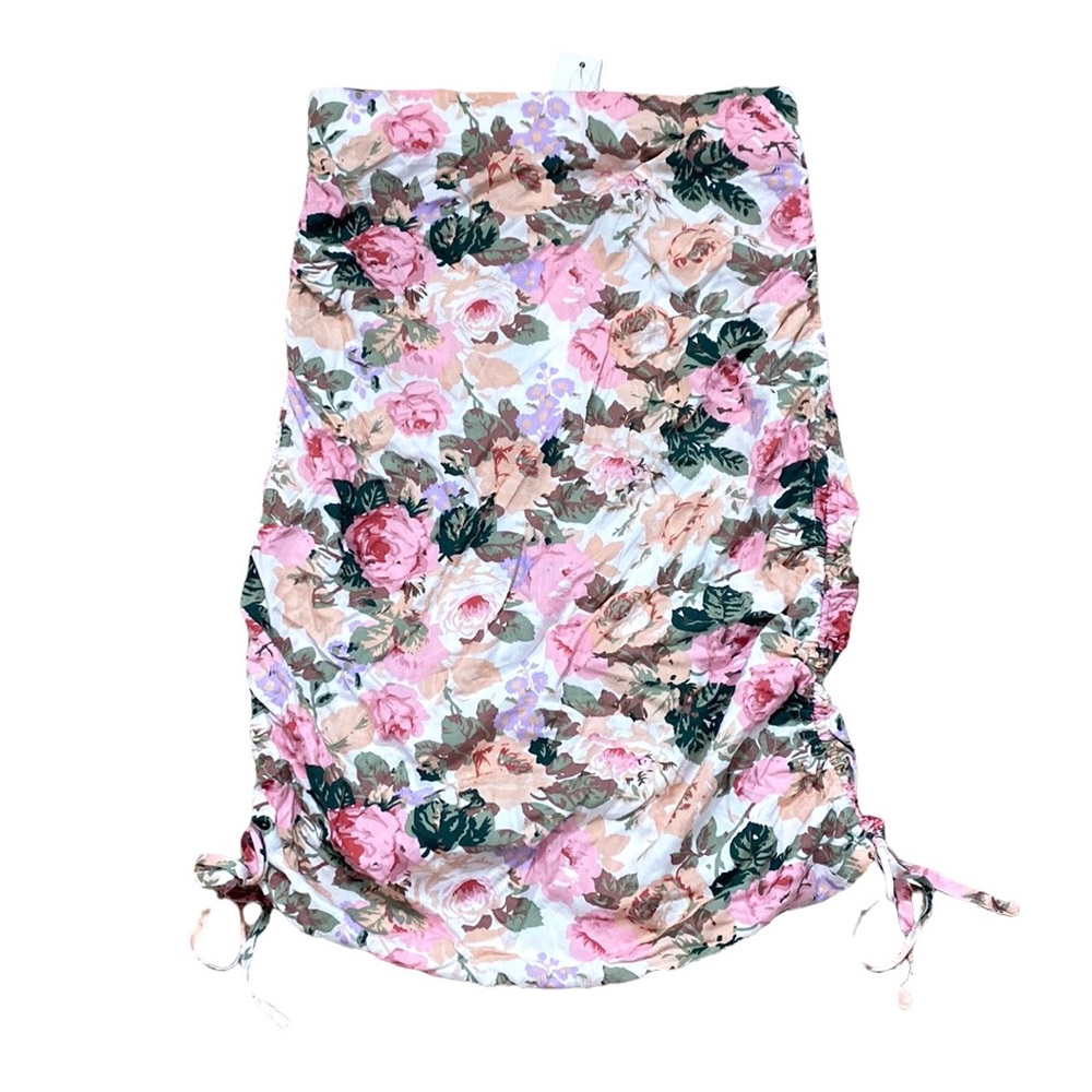 NWT Morning Mist Pink Floral Cinched Midi Fitted Skirt 10